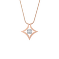 PT124RG B.Tiff Rose Gold Natal 1 ct Princess Cut Tension Pendant Necklace