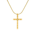 PT209G B.Tiff Gold Box Cut Cross Pendant Necklace