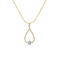 PT306G B.Tiff Gold 1 ct Solitaire Pave Larme Pendant Necklace