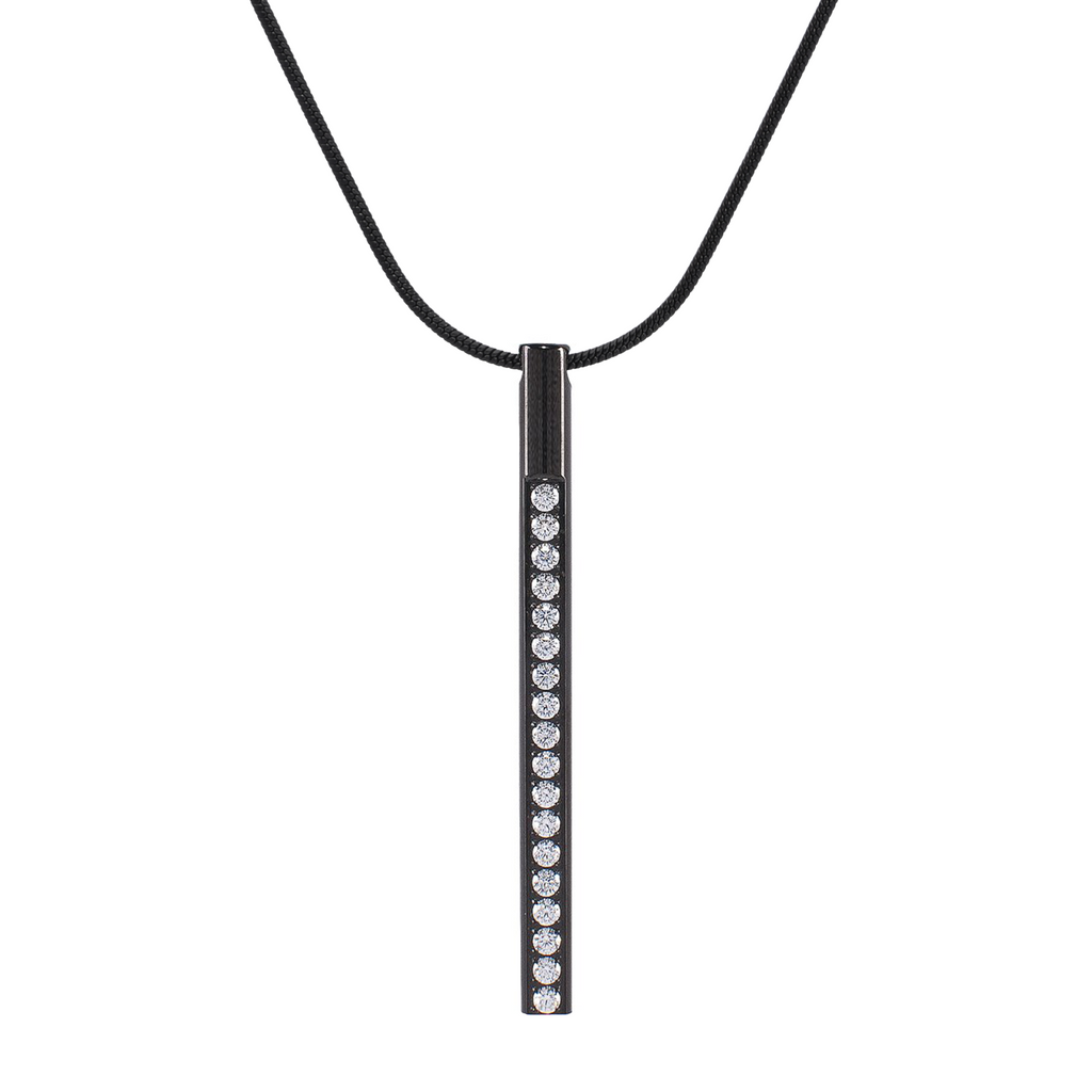PT318B B.Tiff Black Pave Bar Pendant