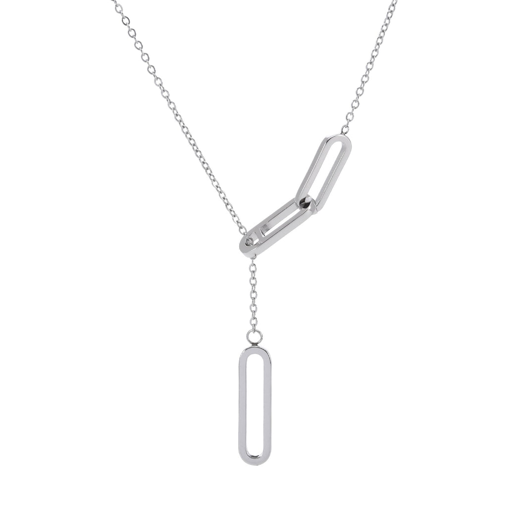 PT330W B.Tiff Adjustable Rolo Lariat Chain Necklace with Paperclip Links