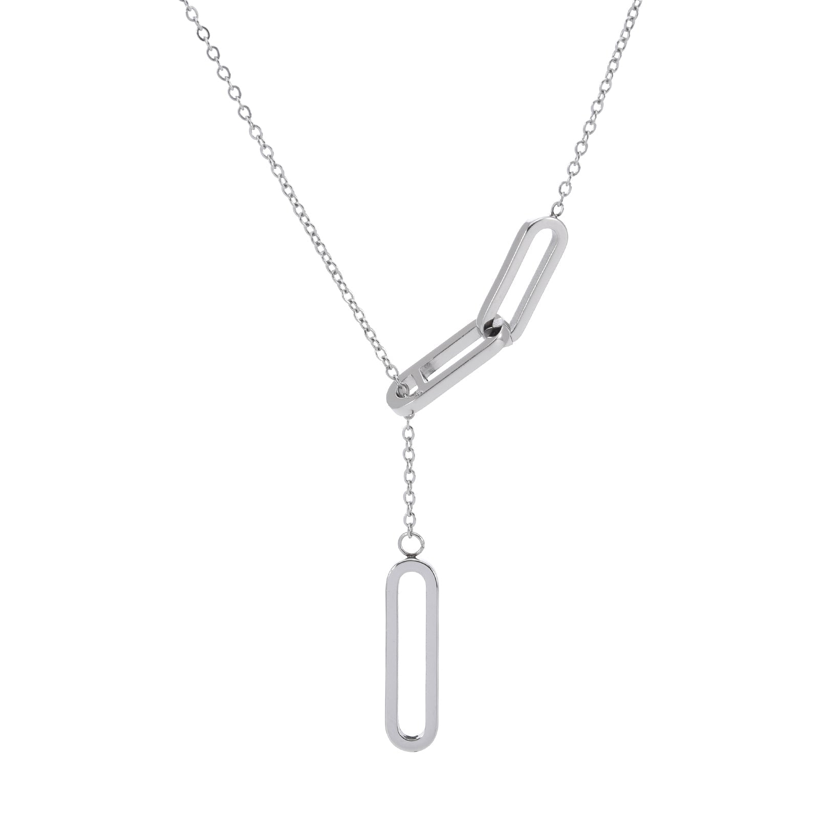 PT330W B.Tiff Adjustable Rolo Lariat Chain Necklace with Paperclip Links