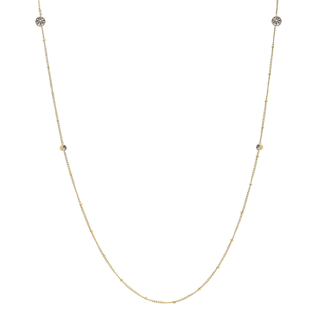 PT456G B.Tiff 8-Stone Gold Pavé Station Necklace