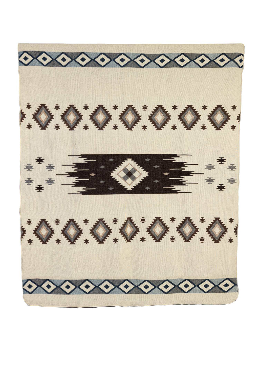 Handwoven Reversible Sunset Diamond Red Brown Blue & Cream Alpaca Throw Blanket - Yachana Collection
