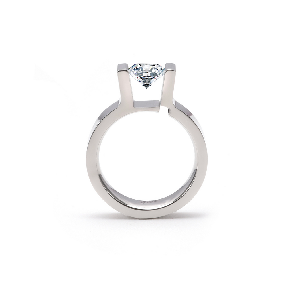 RG074W B.Tiff Tension 1 ct Round Solitaire Engagement Ring