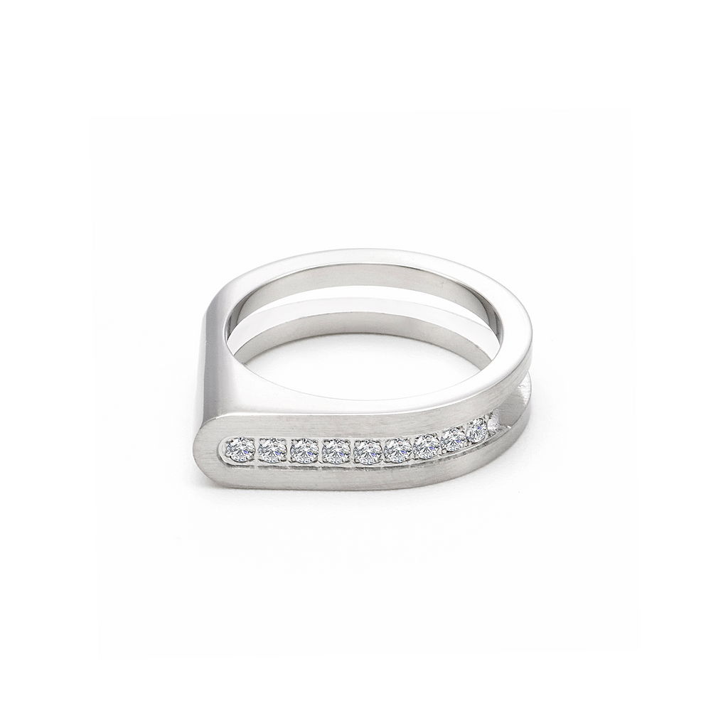 RG098W B.Tiff Pavé Carrée Ring