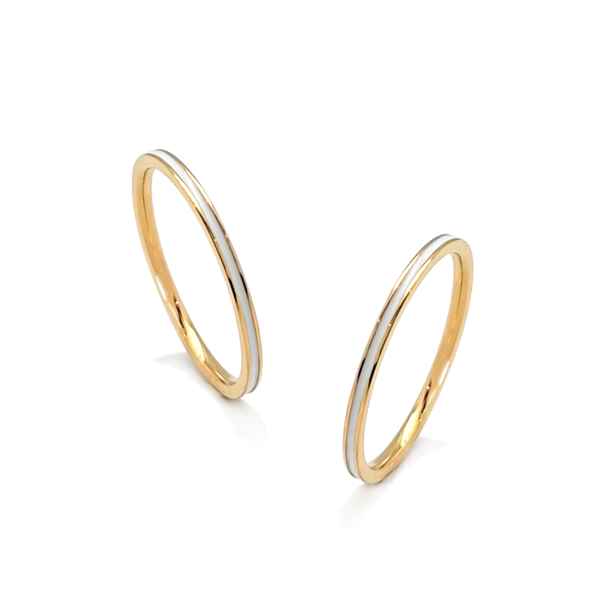 RG100GW B.Tiff "The Hamptons" White Enamel Gold Ring 2-Pack [Thin Band]