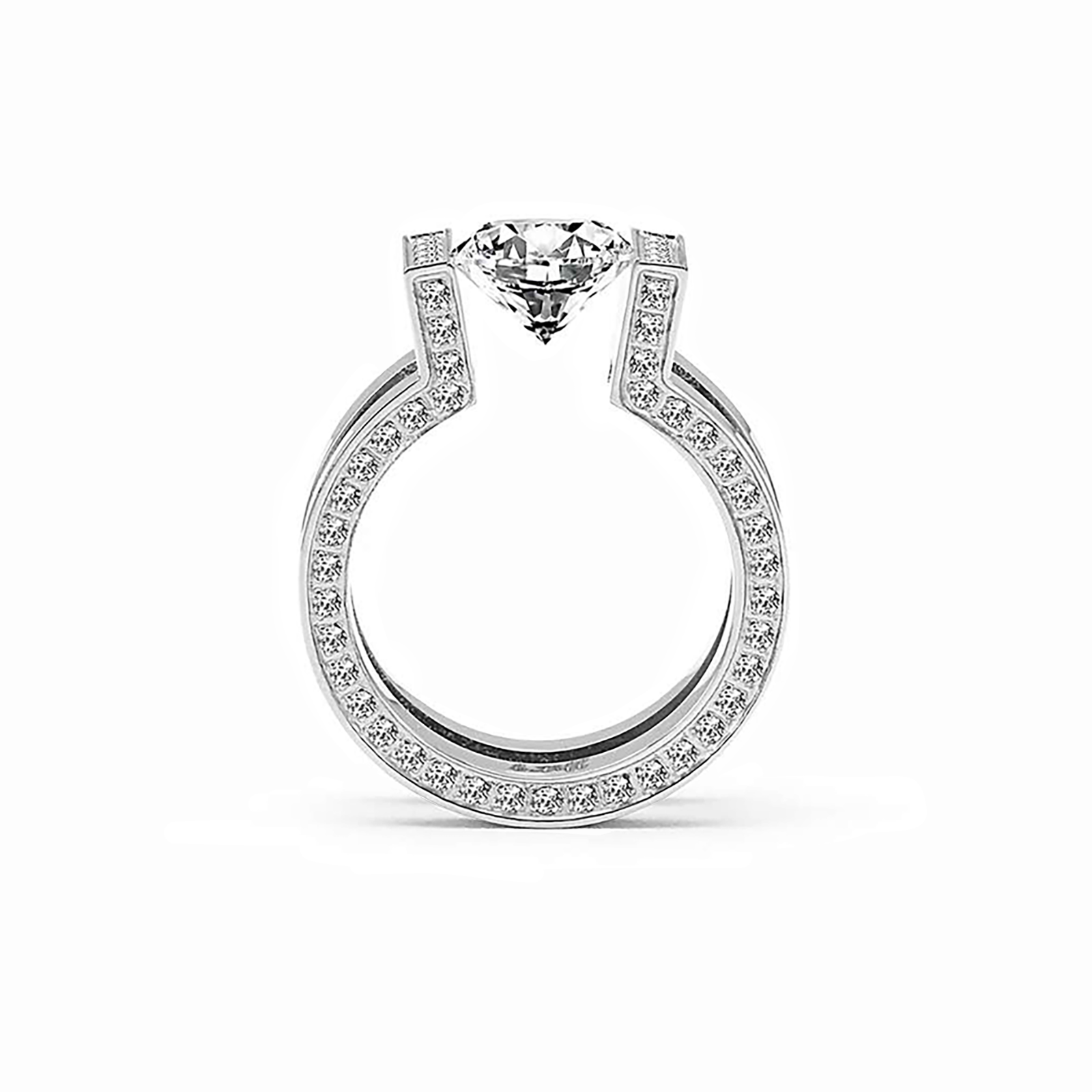 RG108MW B.Tiff 2ct Moissanite Round Solitaire Interlocking Engagement Ring