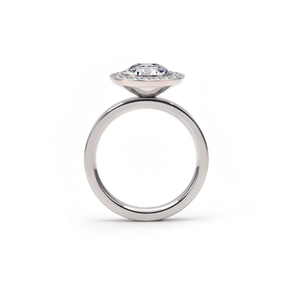 RG125W B.Tiff Aŭreolo 2 ct Round Halo Engagement Ring [Thin Band]