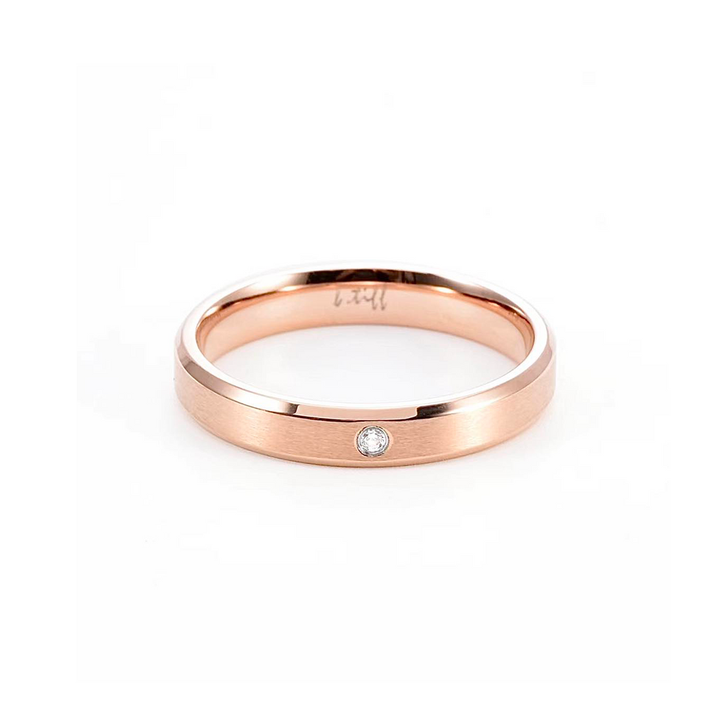 RG403RG B.Tiff Rose Gold Pavé Beveled Edge Ring