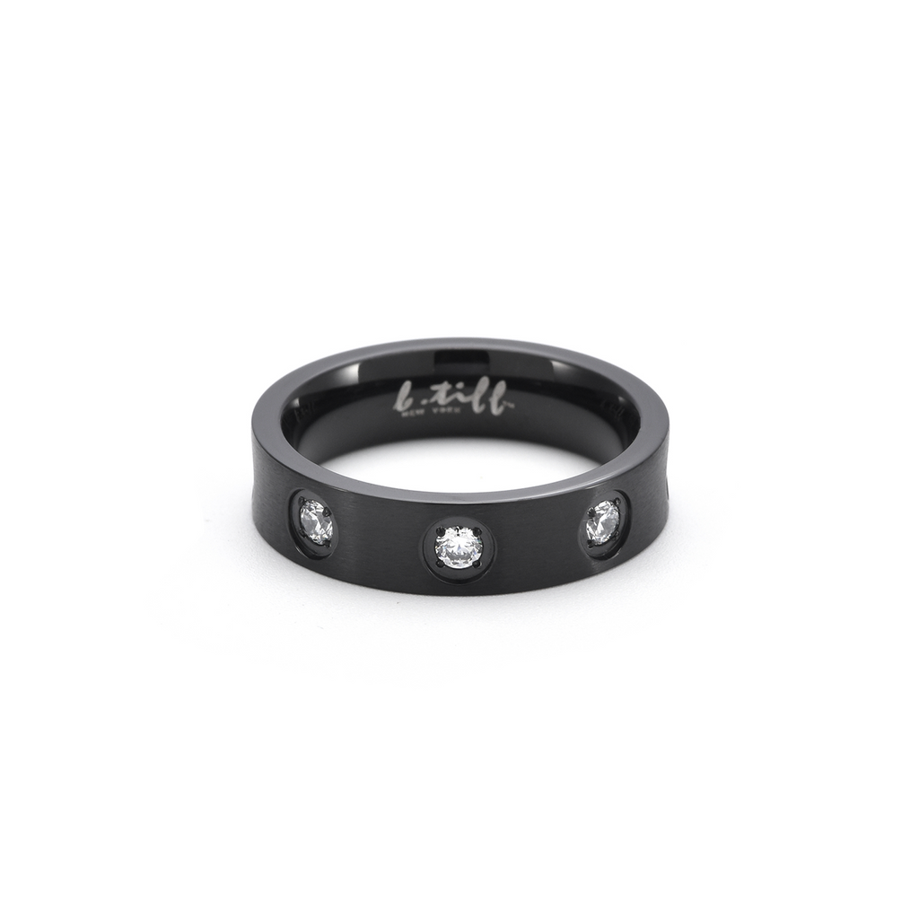 RG808B B.Tiff Matte Black 8-Stone Pave Ring