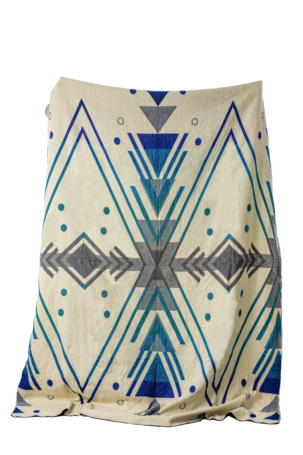 Handwoven Reversible Chevron Vibrant Blues Alpaca Throw Blanket - Yachana Collection