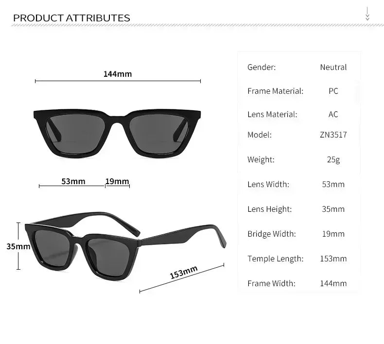 Classic Black Vintage Cat Eye Sunglasses Women Brand Designer Simplicity Elegant Small Frame Sun Glasses Men Trend Eyewear UV400