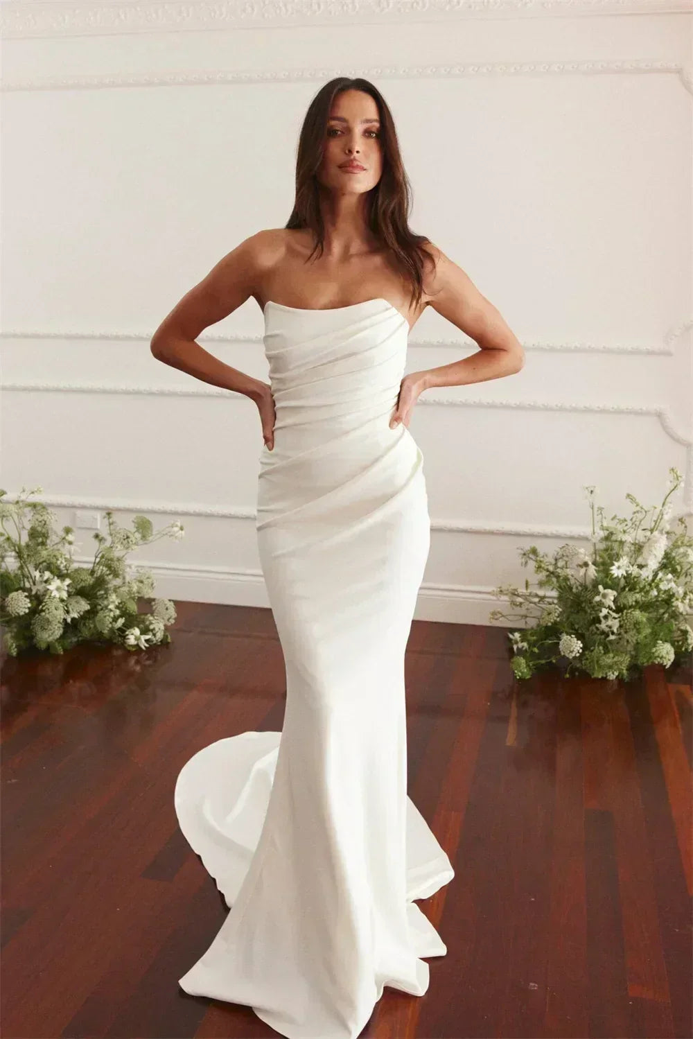 Maternity Mermaid Wedding Dress | Silk Satin Gown -femstylo