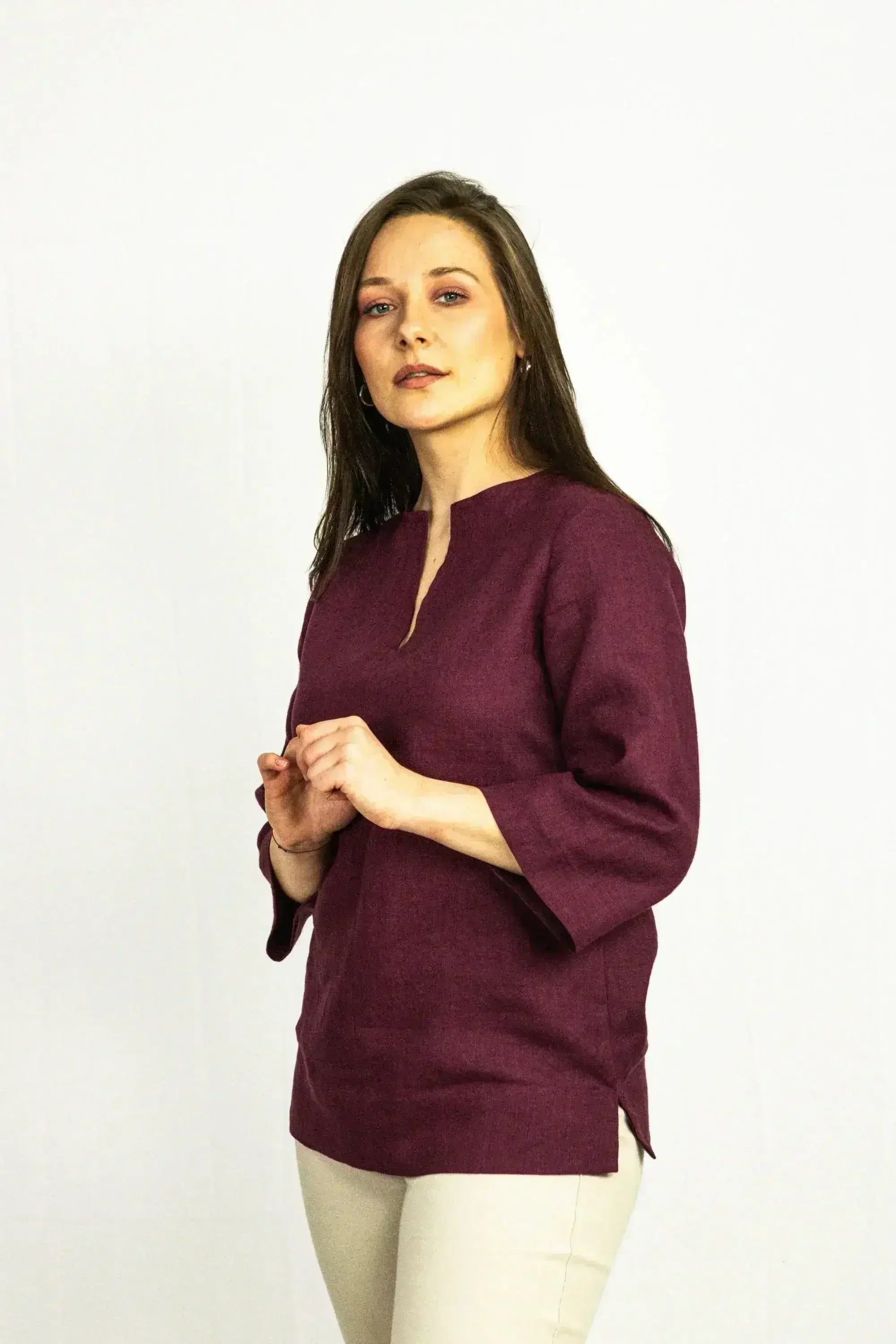 Asphalt Grey Linen Oversize Top – Modern & Comfortable Blouse