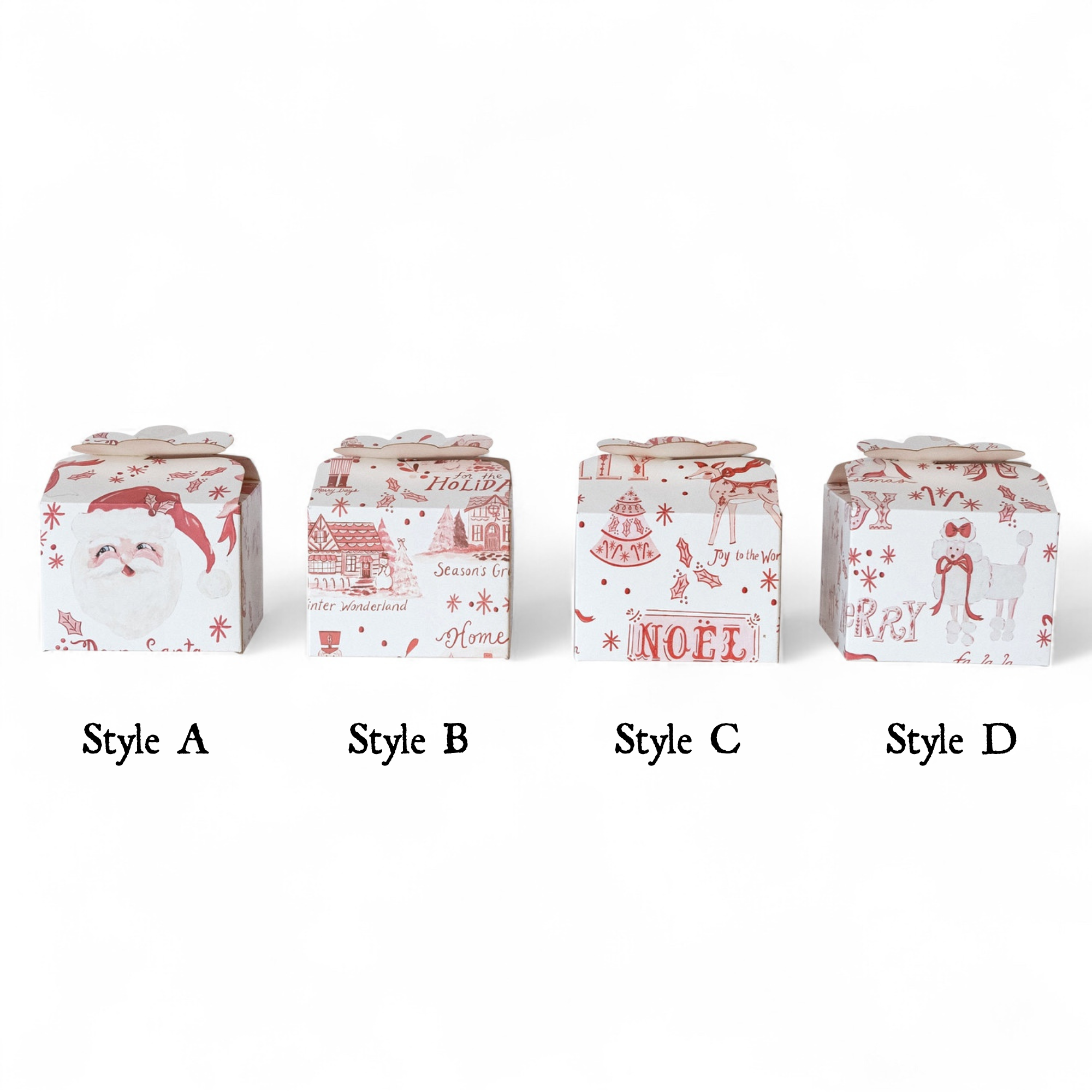 Holiday Printed Interlocking Gift Boxes | 4 Styles