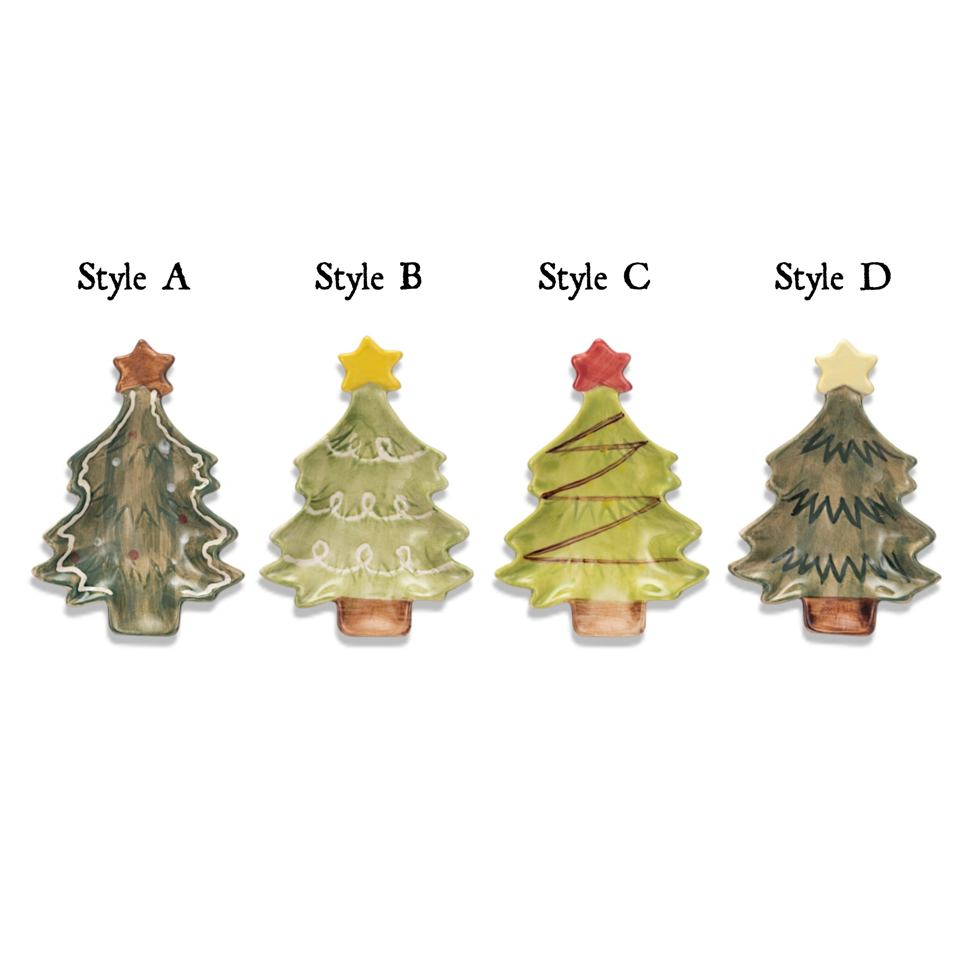 Hand-Painted Ceramic Christmas Tree Tidbit Dish