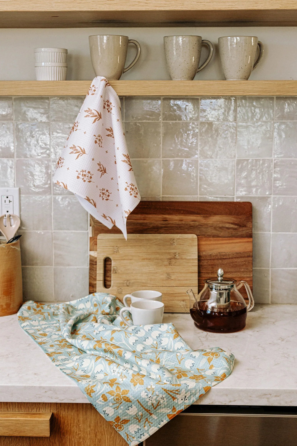 Evergreen Frost Geometry Tea Towel