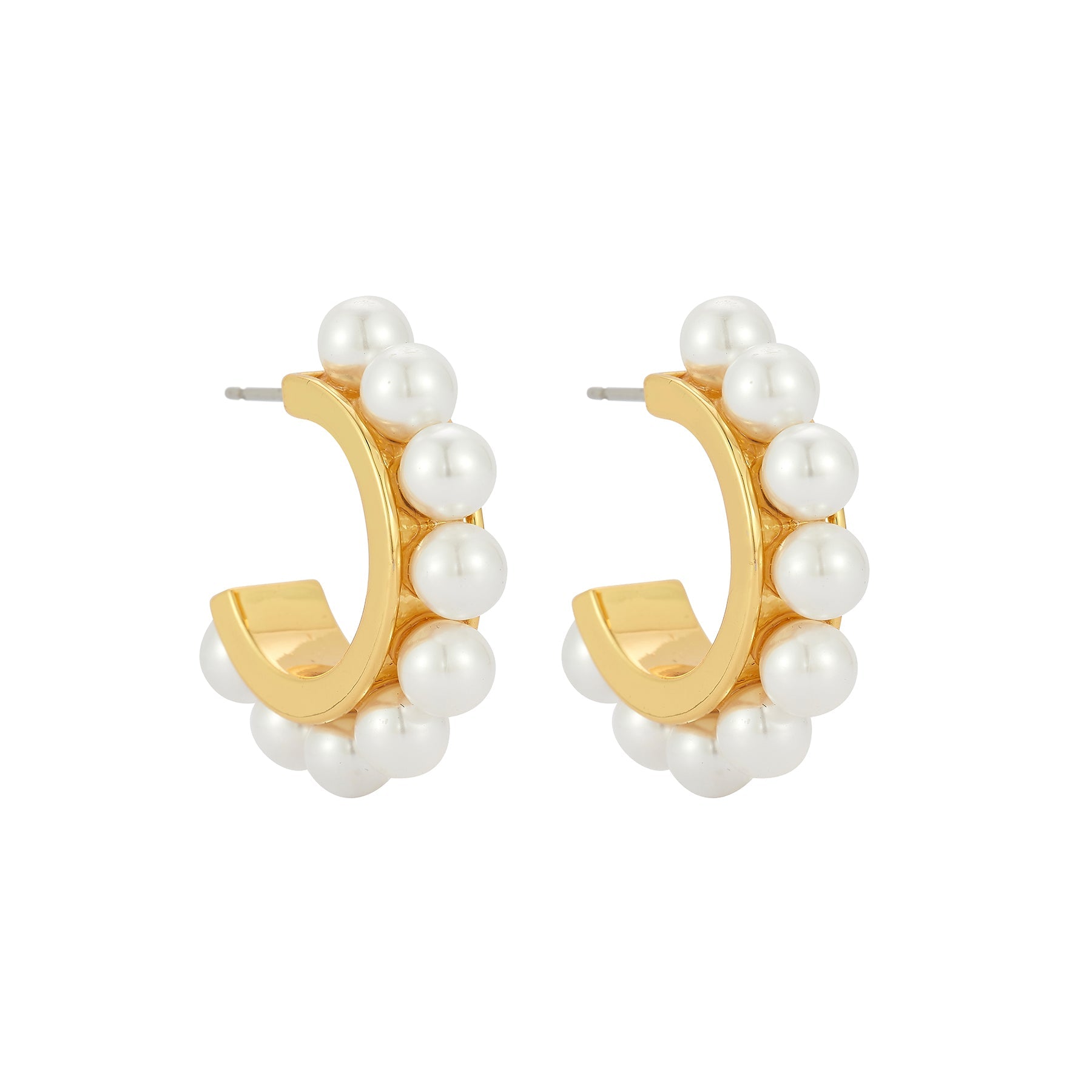 Wynnie Pearl Hoop Earrings Cream