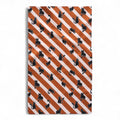 Black Cats Orange Striped Geometry Tea Towel