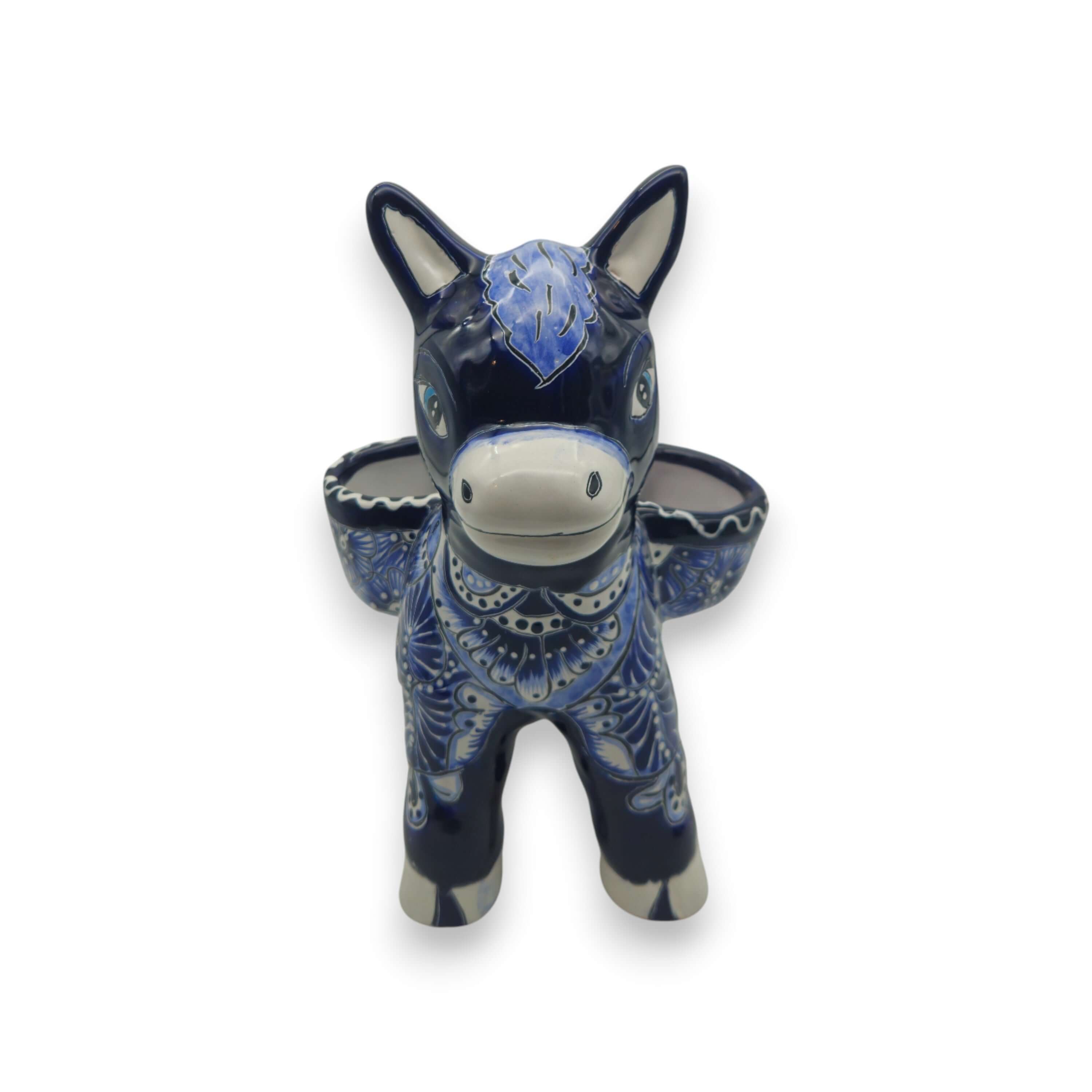Blue Talavera Donkey Planter | Handmade Mexican Pottery