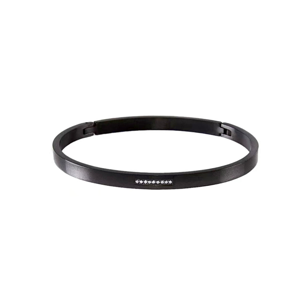 BG309B B.Tiff Black 9-Stone Pave Bangle Bracelet