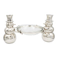 Cast Aluminum Snowmen with Hammered Glass Bowl