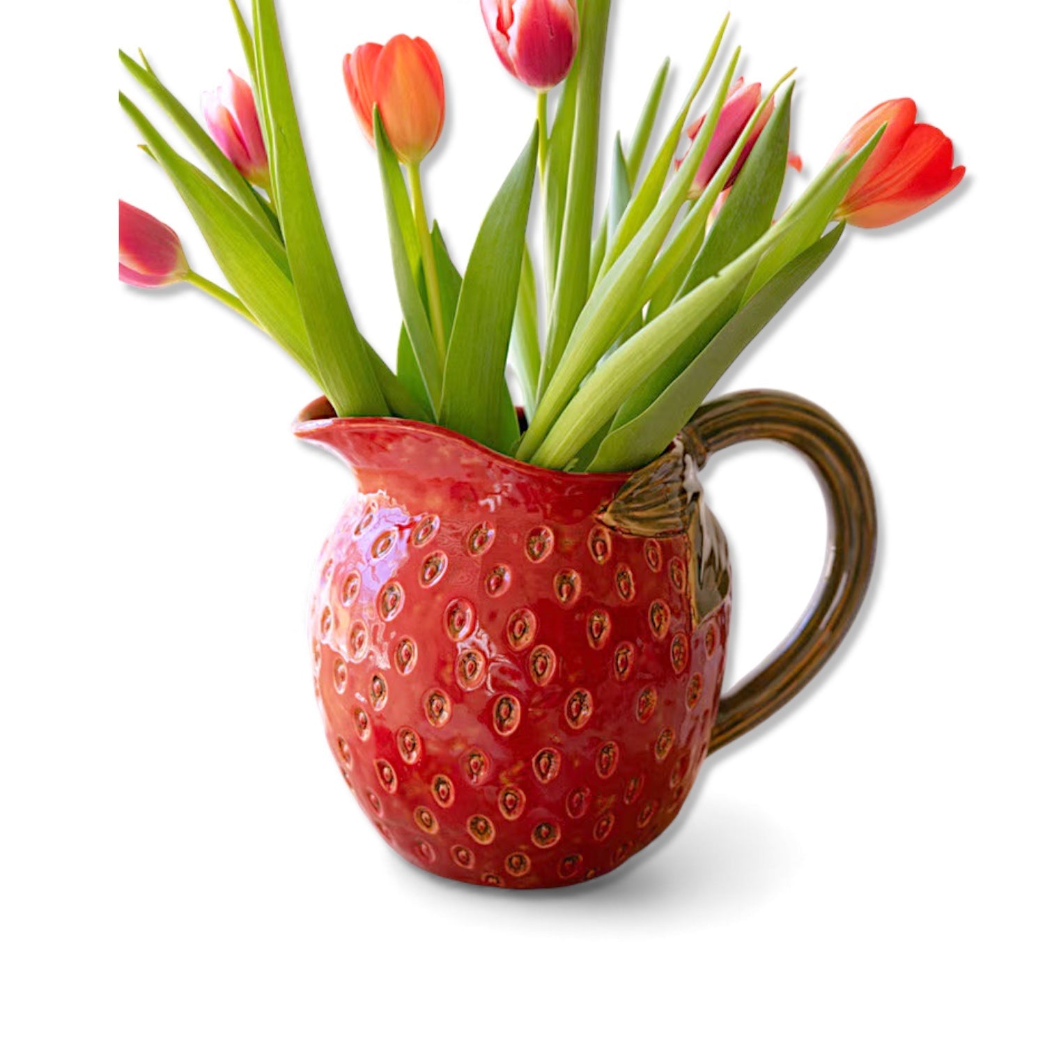 Red Ceramic Strawberry Pitcher