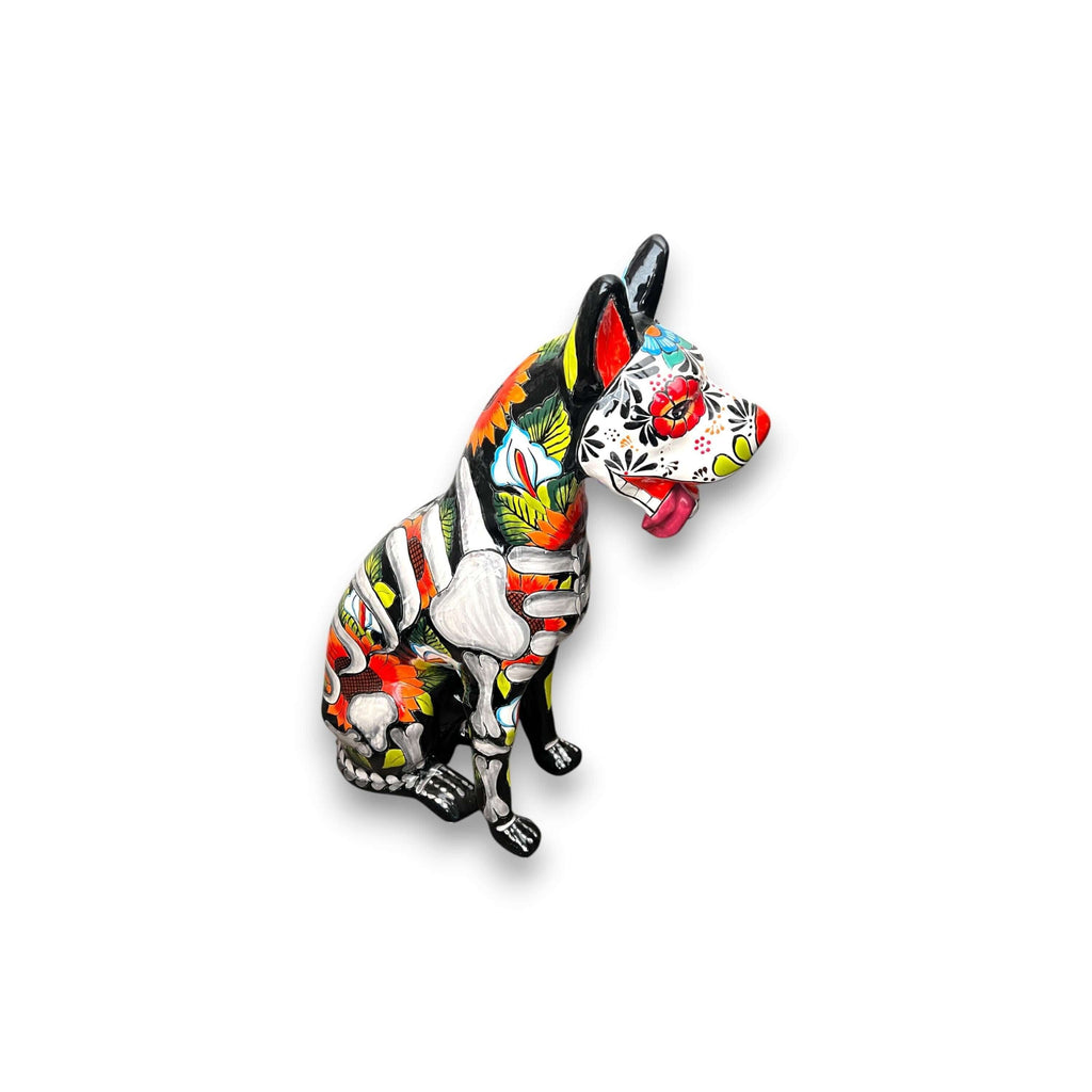 Day of the Dead Talavera Dog Statue | Mexican Ceramic Sculpture
