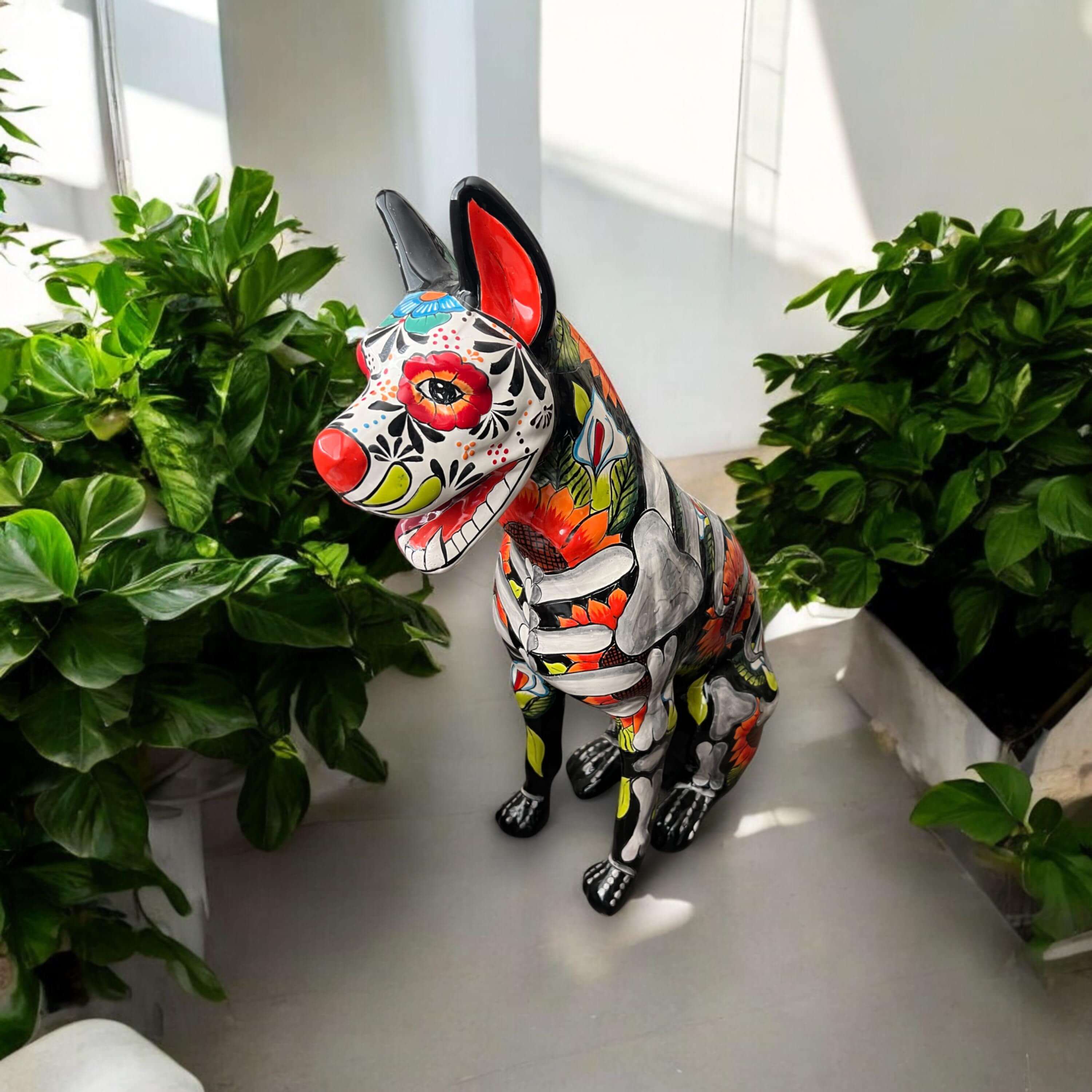 Day of the Dead Talavera Dog Statue | Mexican Ceramic Sculpture
