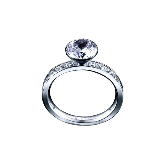 B.Tiff 2 ct Solitaire Pave Engagement Ring & Eternity Bands Set