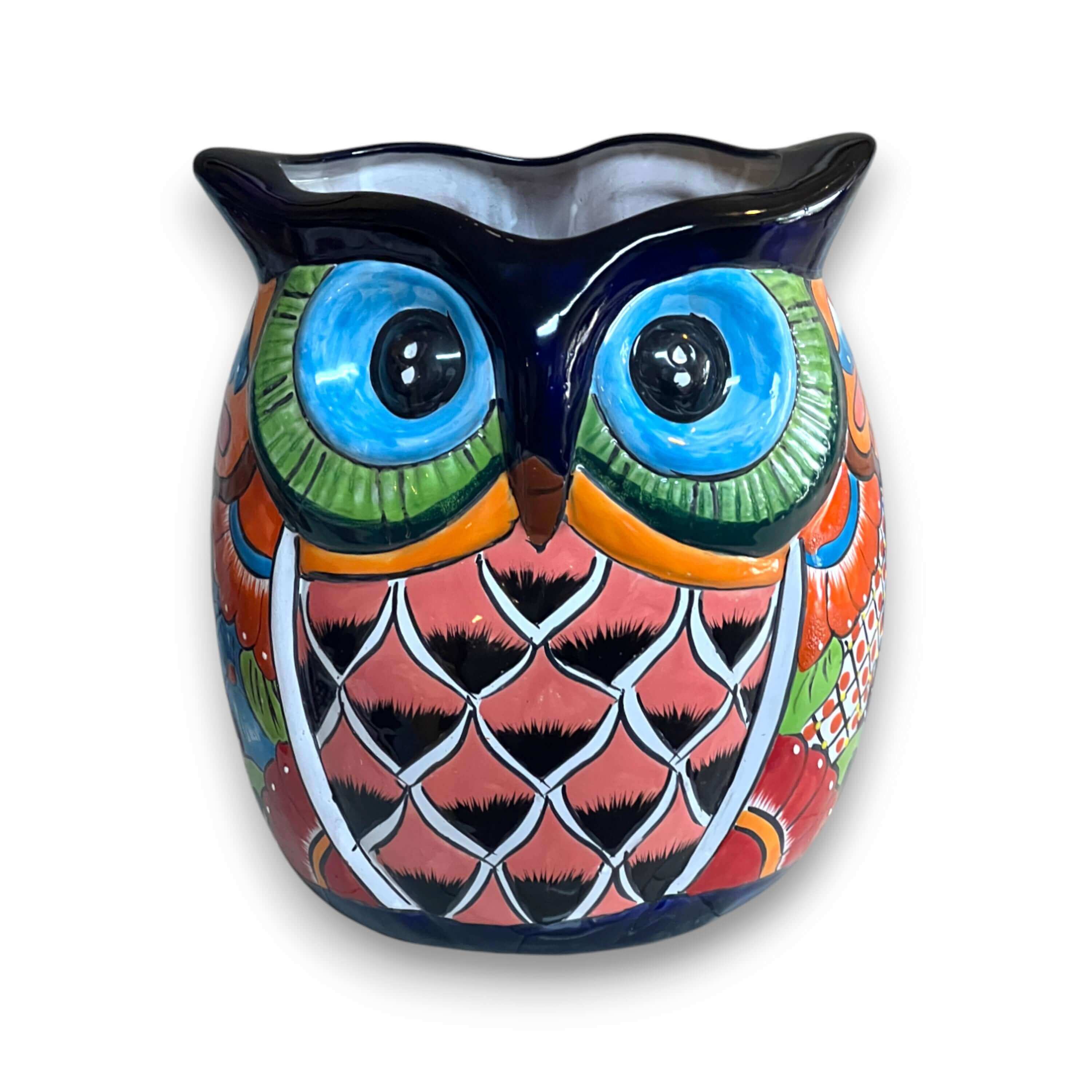 Extra Large Talavera Owl Planter | Hand-Painted Mexican Decor
