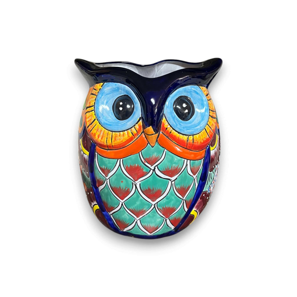 Extra Large Talavera Owl Planter | Hand-Painted Mexican Decor