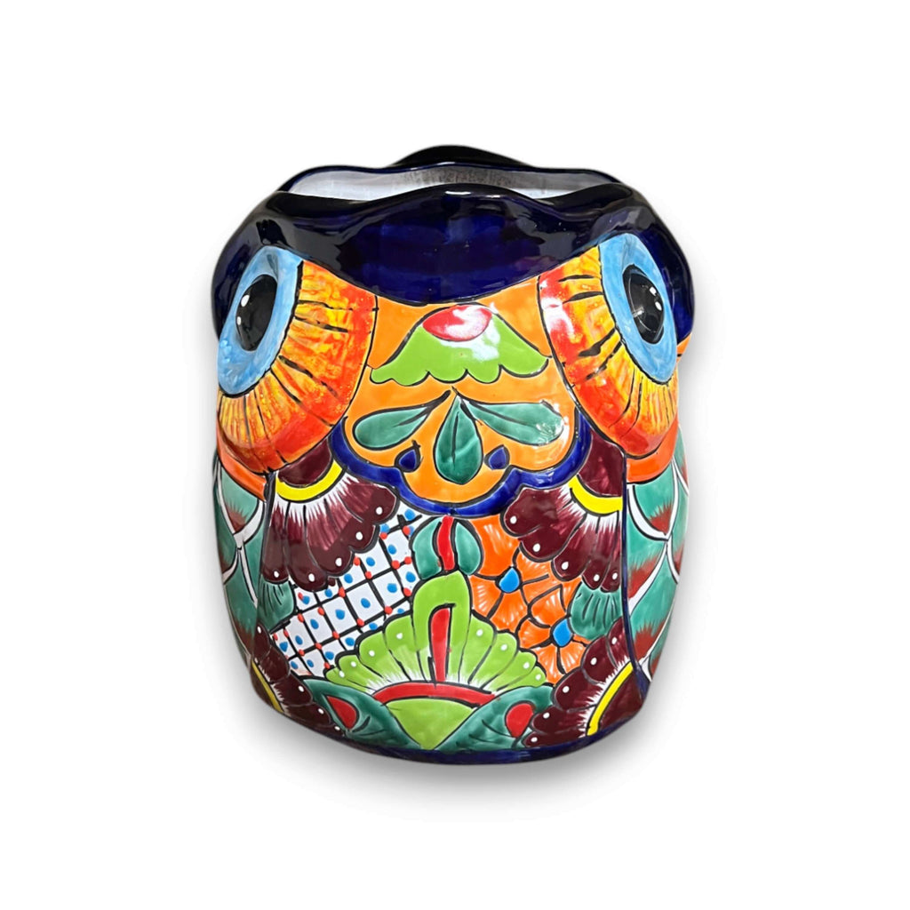 Extra Large Talavera Owl Planter | Hand-Painted Mexican Decor