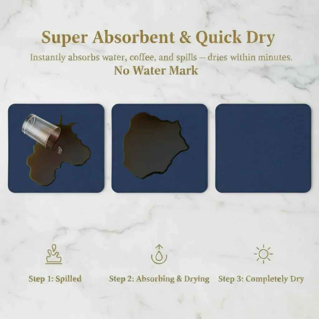 Navy Dish Drying Mat — Super Absorbent, Non-Slip | Strabella