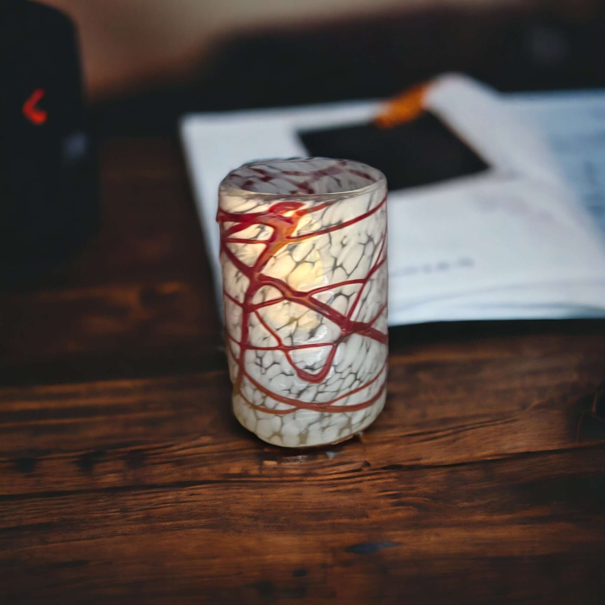 Mexican Hand-Blown Drinking Glasses | Elegant White and Red