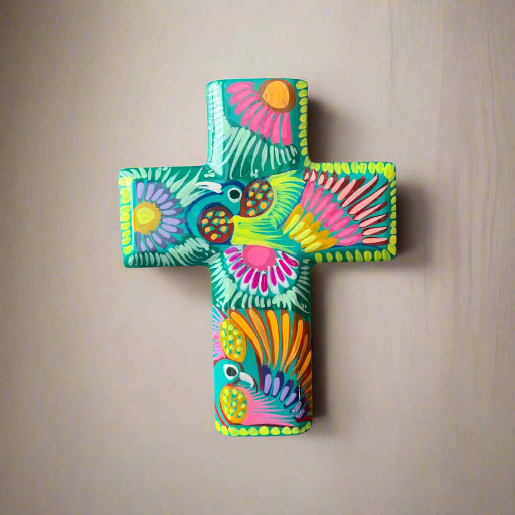 Guerrero Hand-Painted Cross Wall Art | Colorful Mexican Decor