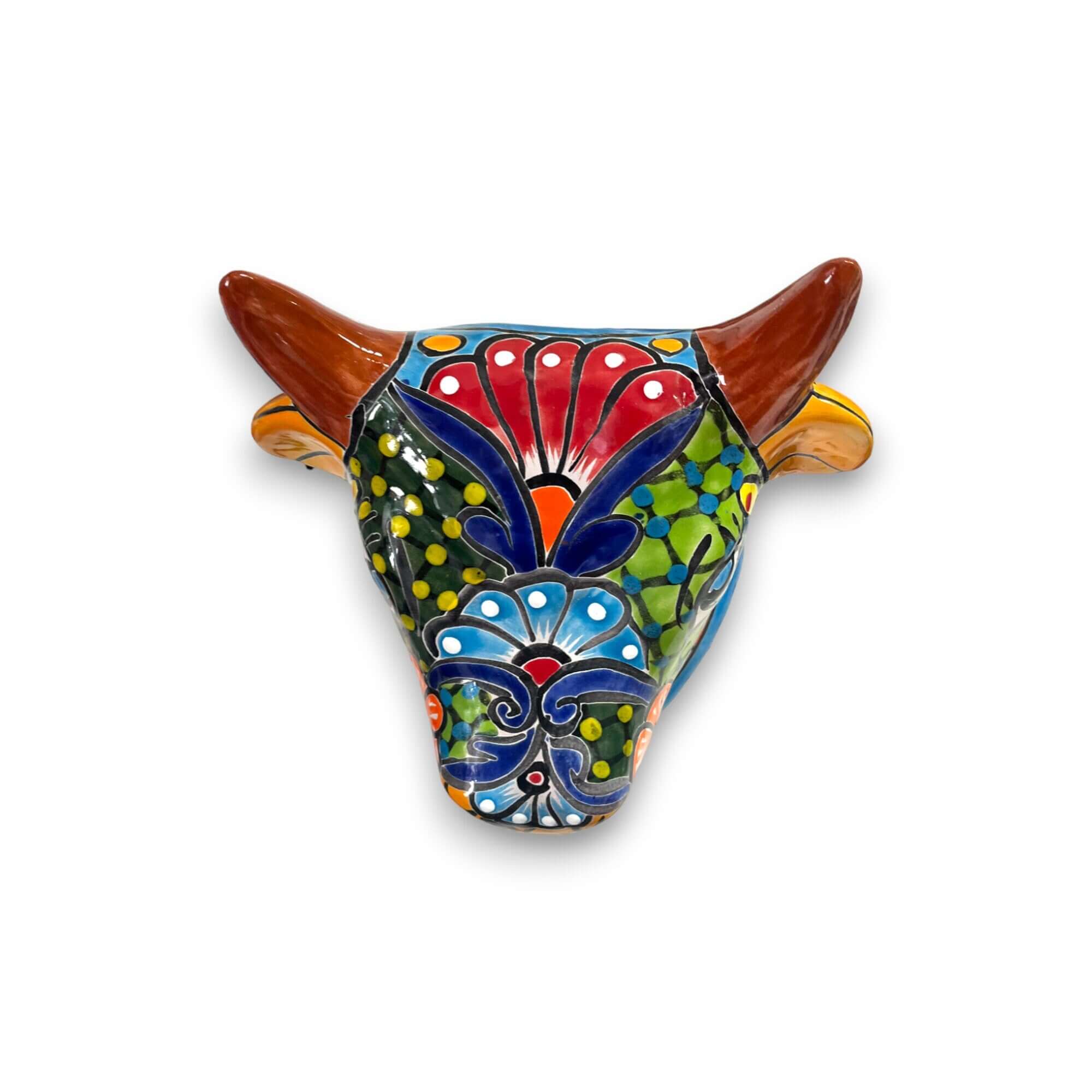 Talavera Bull Planter | Hand-Painted Mexican Bull Wall Art