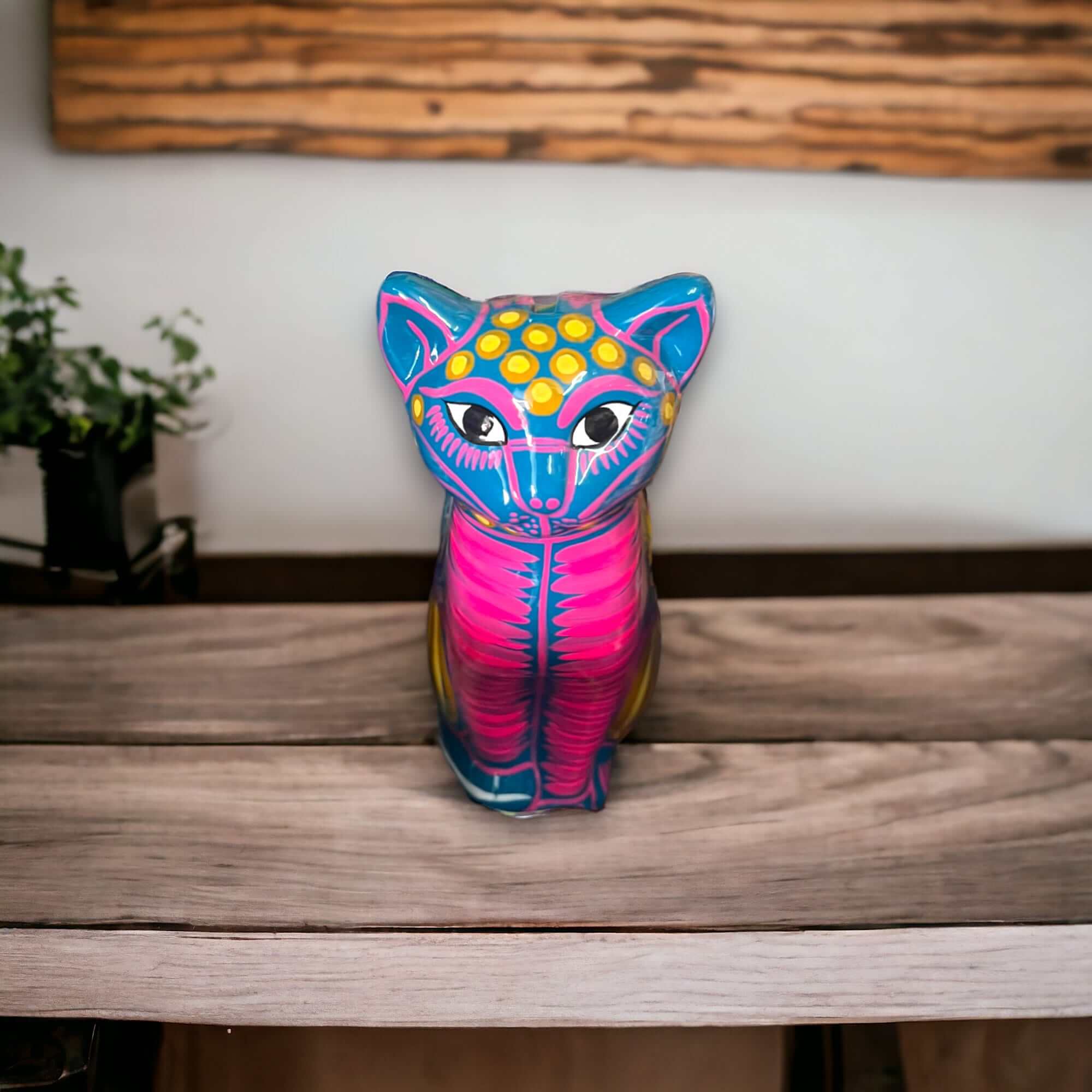 Talavera Cat Piggy Bank | Hand-Painted Mexican Ceramic Coin Holder