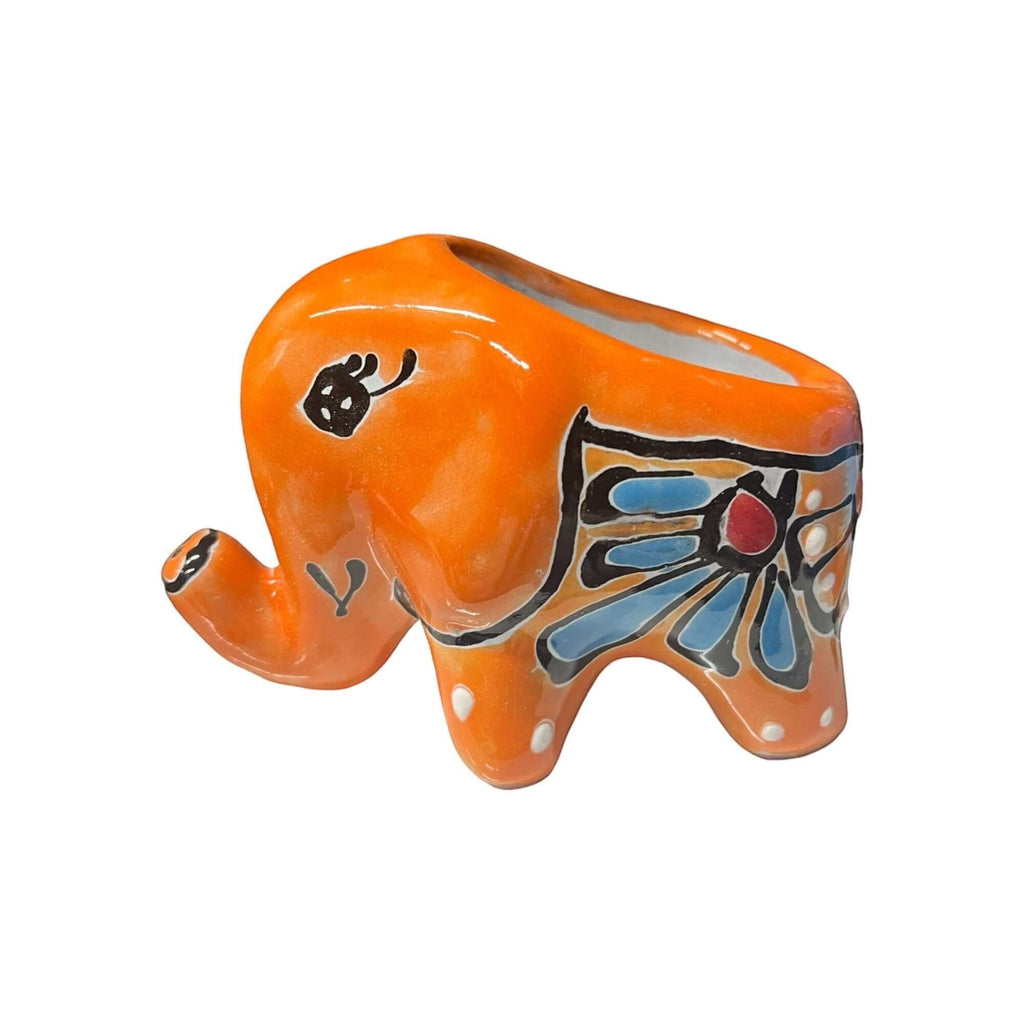 Talavera Elephant Planter | Colorful Hand-Painted Ceramic Animal Pot