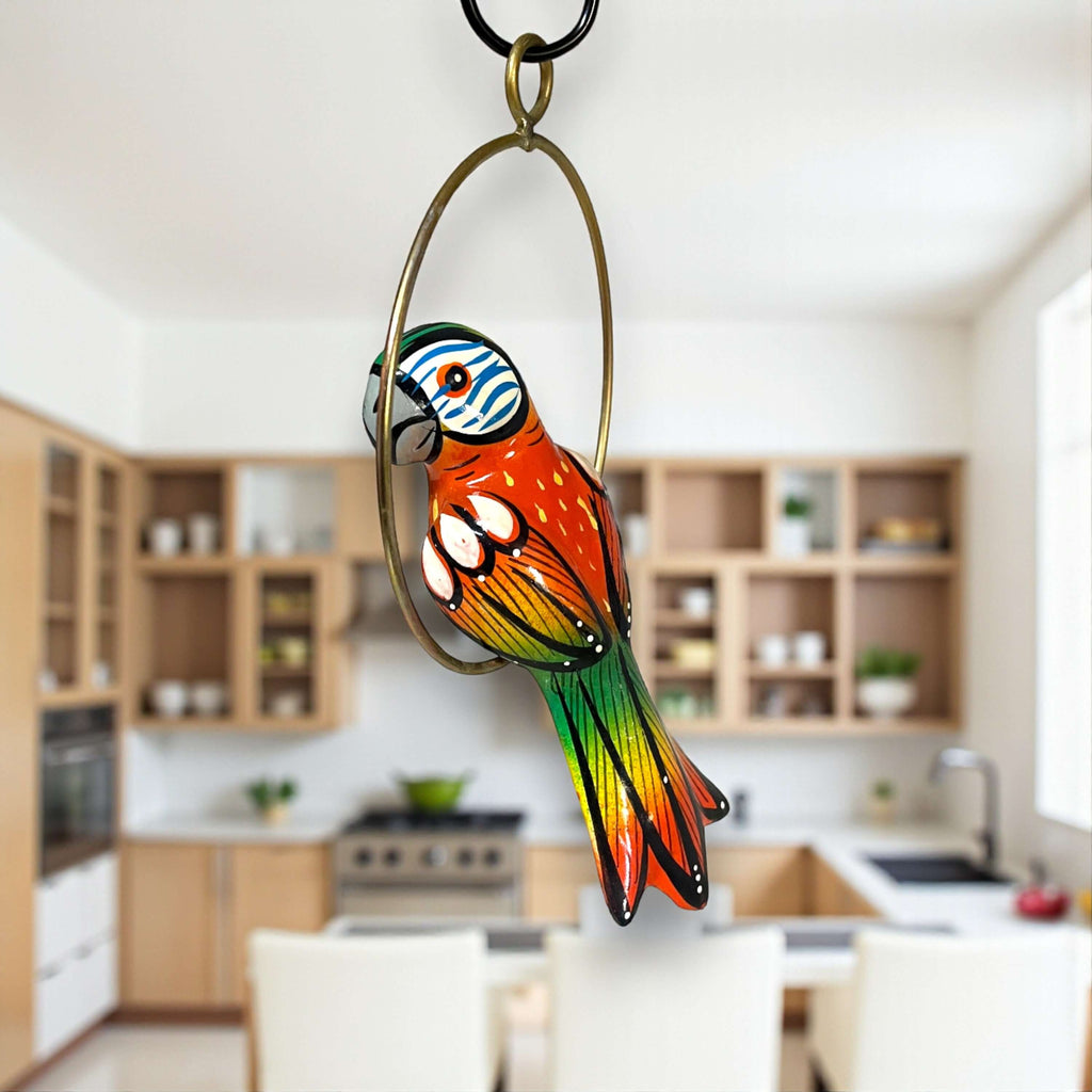 Mini Talavera Parrot | Hand-Painted Hanging Accent