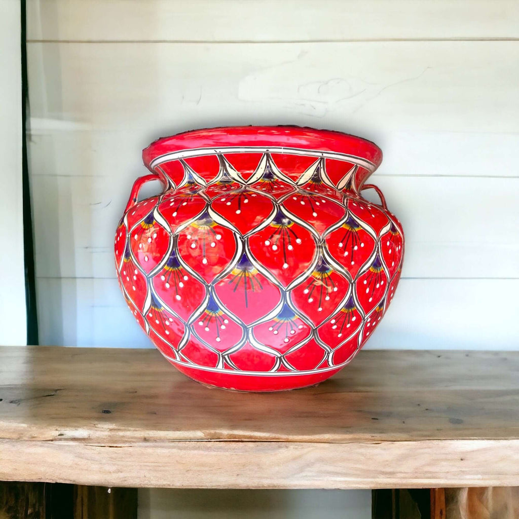 Extra Large Hand-Painted Talavera Peacock Flower Pot | Planter Decor