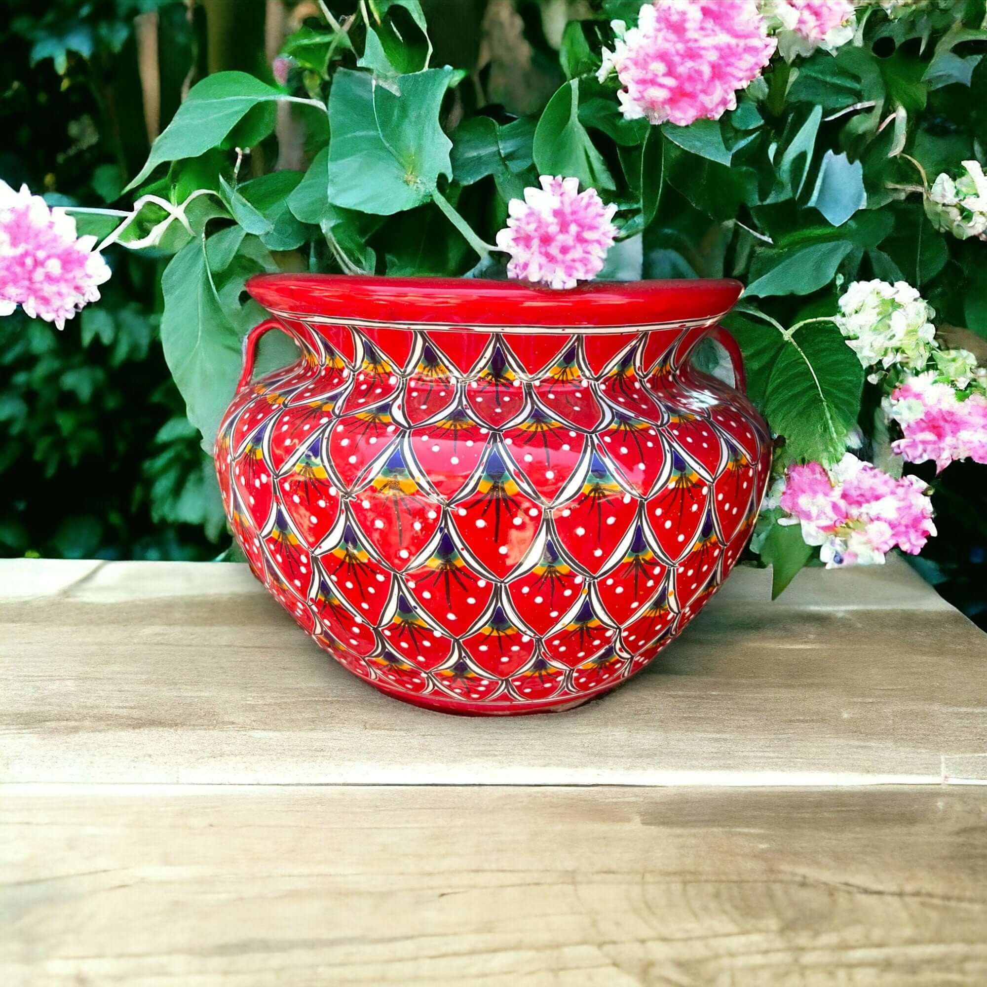 Extra Large Hand-Painted Talavera Peacock Flower Pot | Planter Decor