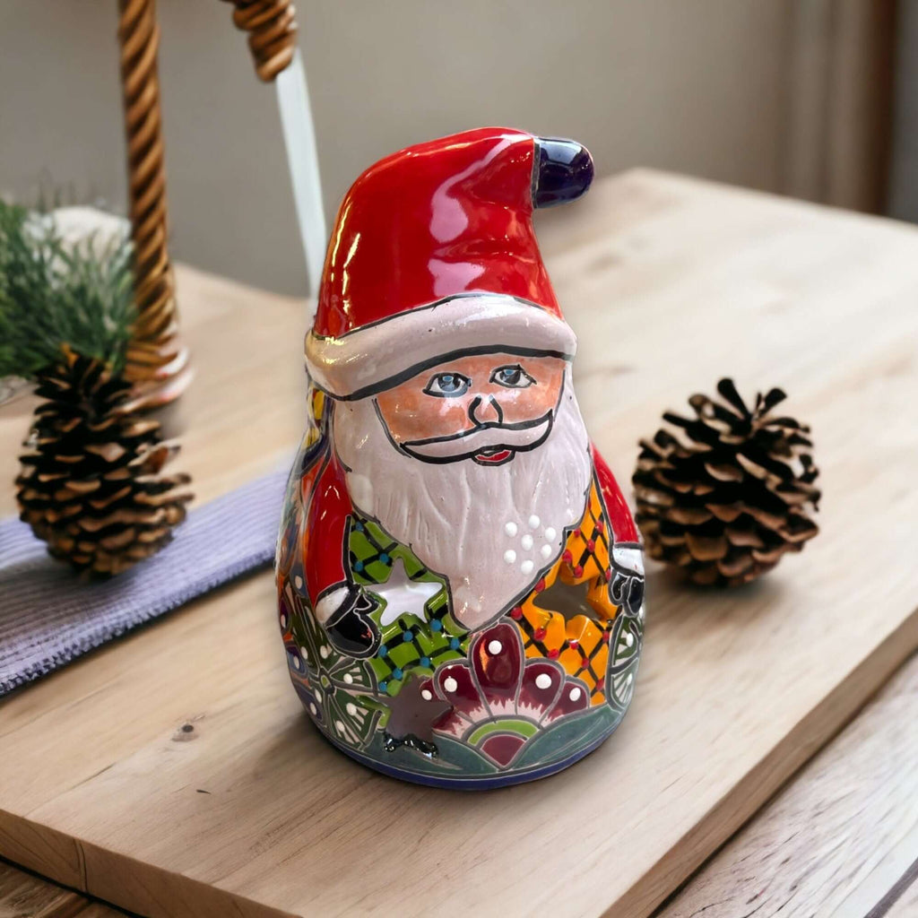 Festive Hand-Painted Talavera Santa Statue | Christmas Decor