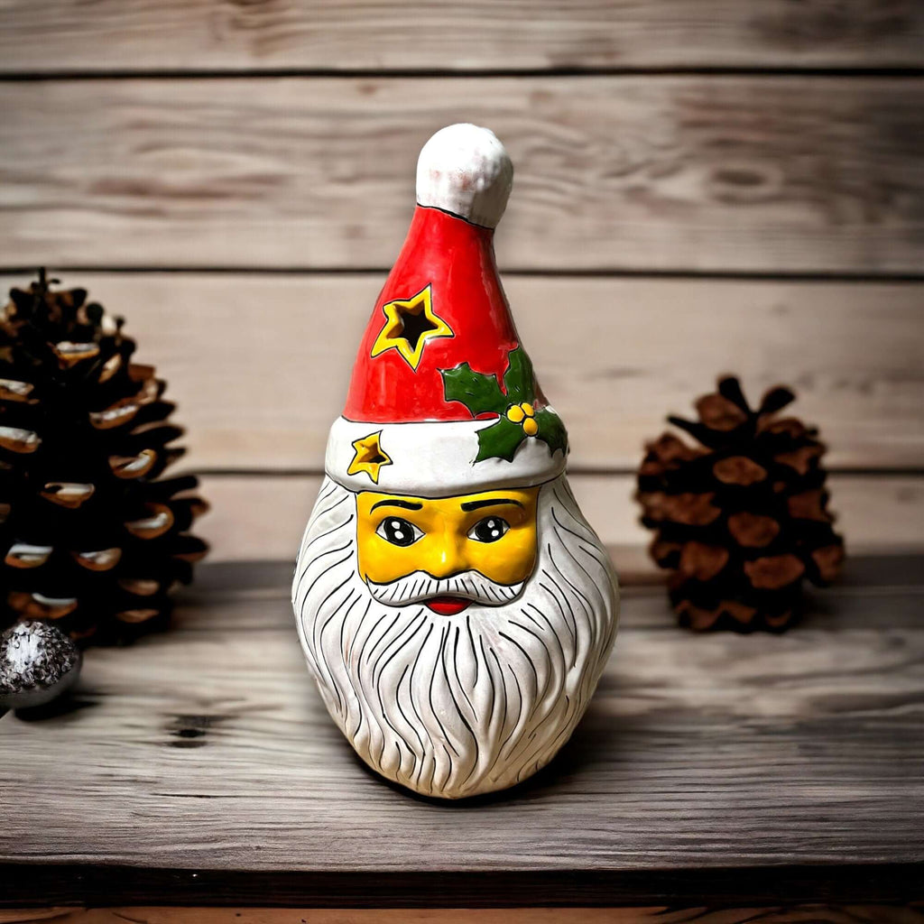 Hand-Painted Talavera Santa Statue | Festive Christmas Decoration