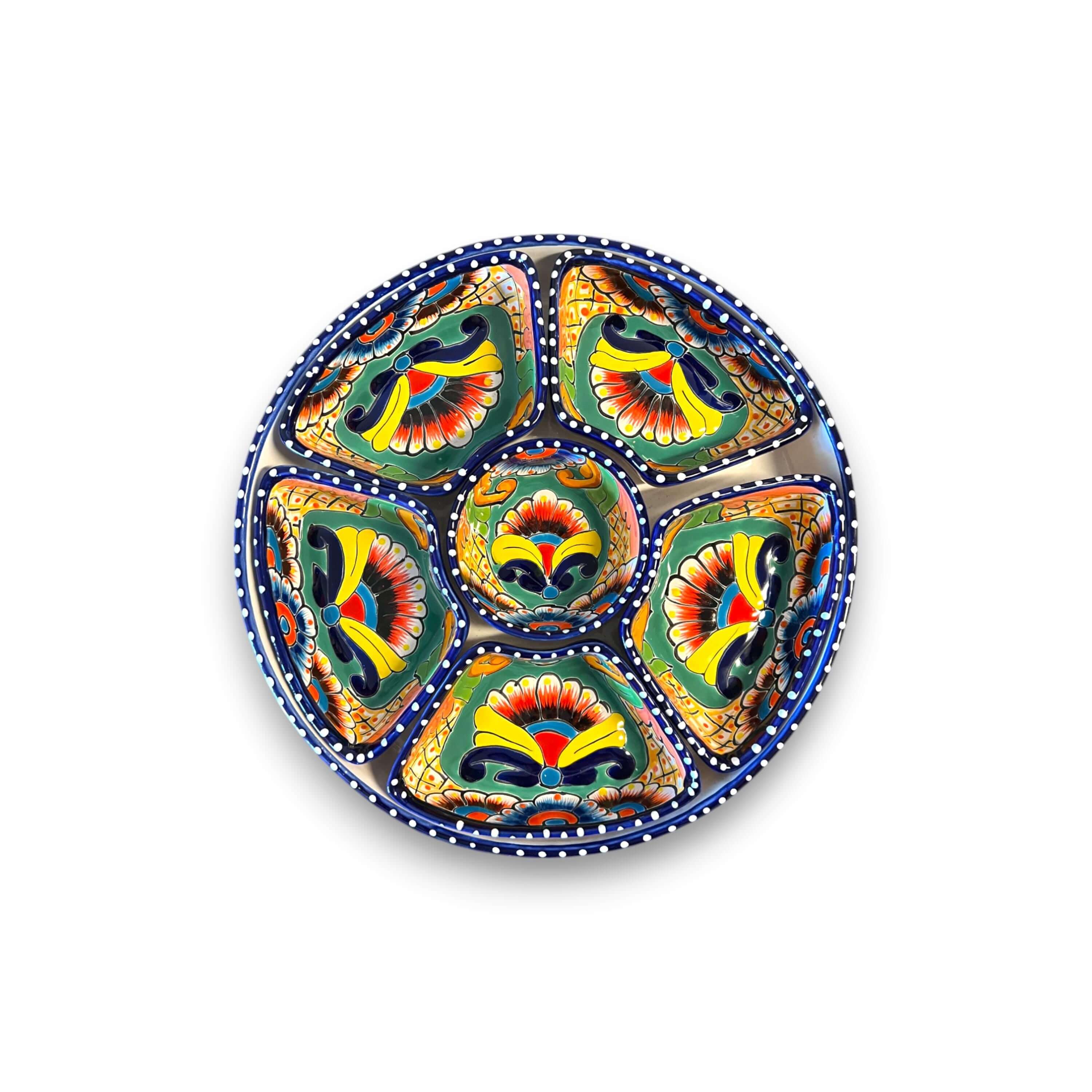 Talavera Sectional Appetizer Tray | Mexican Hand-Painted Pottery