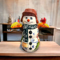 Hand-Painted Talavera Snowman Statue | Festive Christmas Decor