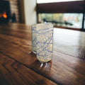 Handmade Mexican Double Shot Glass | White & Blue Swirl Design