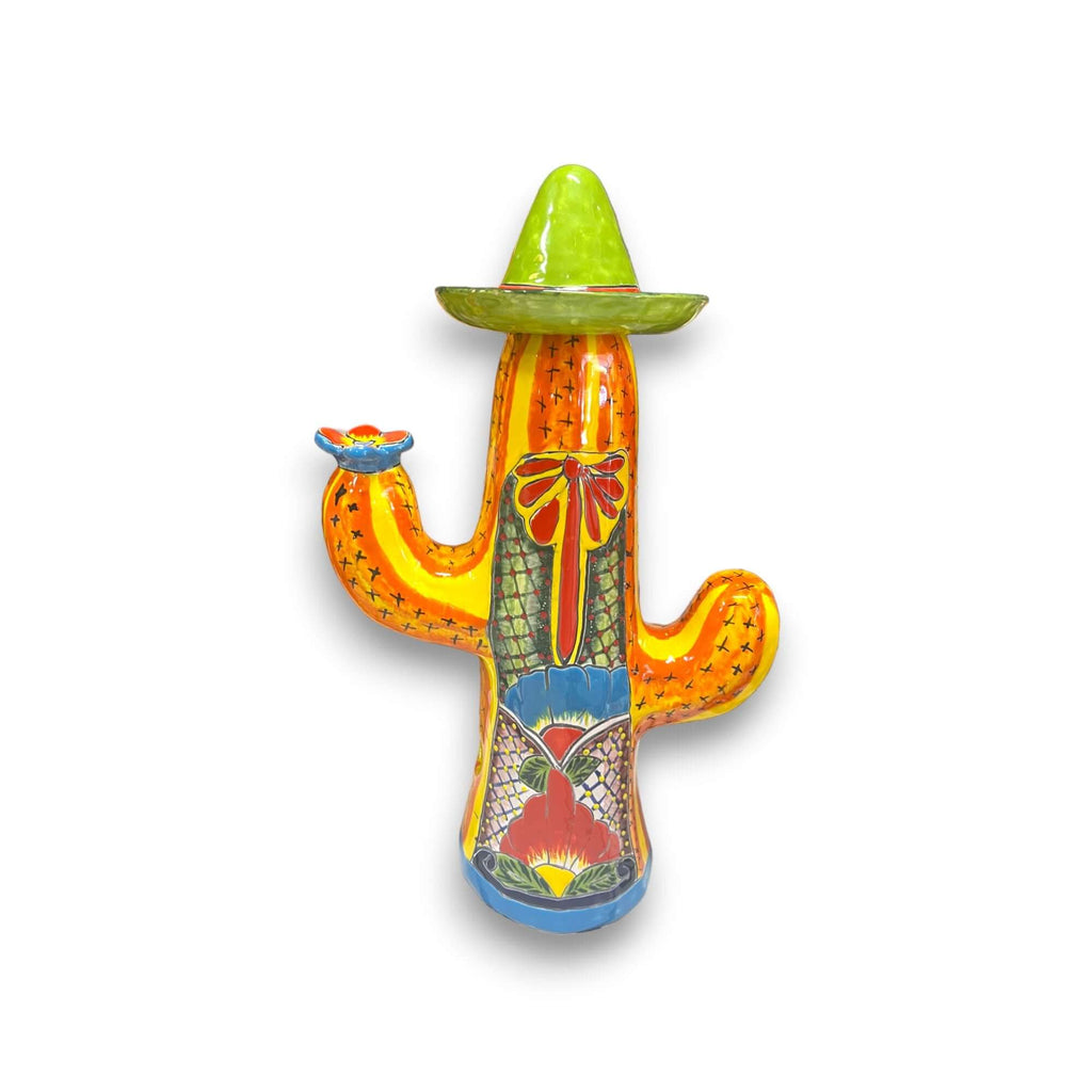 Talavera Cactus Statue | Colorful Handmade Mexican Art