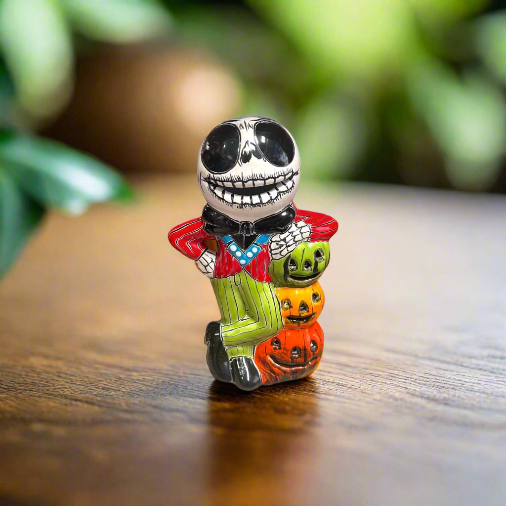 Handmade Talavera Skeleton Statue | Day of the Dead Calavera Decor
